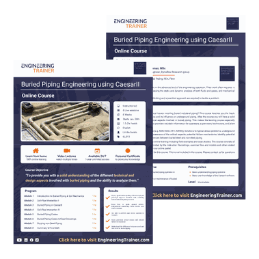 Course Brochure for Buried Piping Engineering using CaesarII