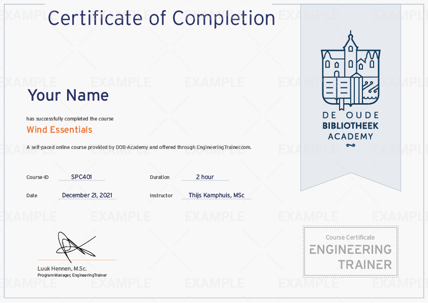 Example Certificate of Completion