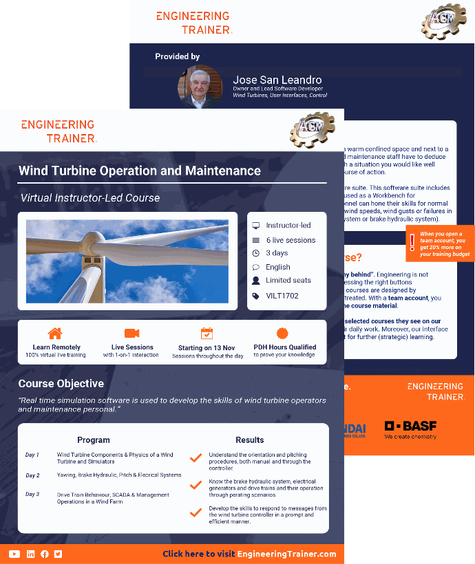 Course Brochure for  Wind Turbine Operation and Maintenance VILT1702