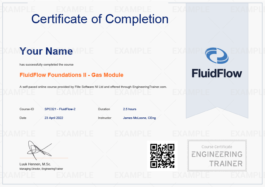 FluidFlow Foundations II - Gas Module Certificate