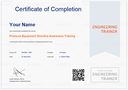 Pressure Equipment Directive (2014/68/EU) Awareness Training Certificate