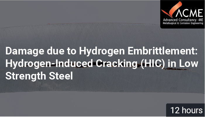 Damage due to Hydrogen Embrittlement: Hydrogen-Induced Cracking (HIC) in Low Strength Steel